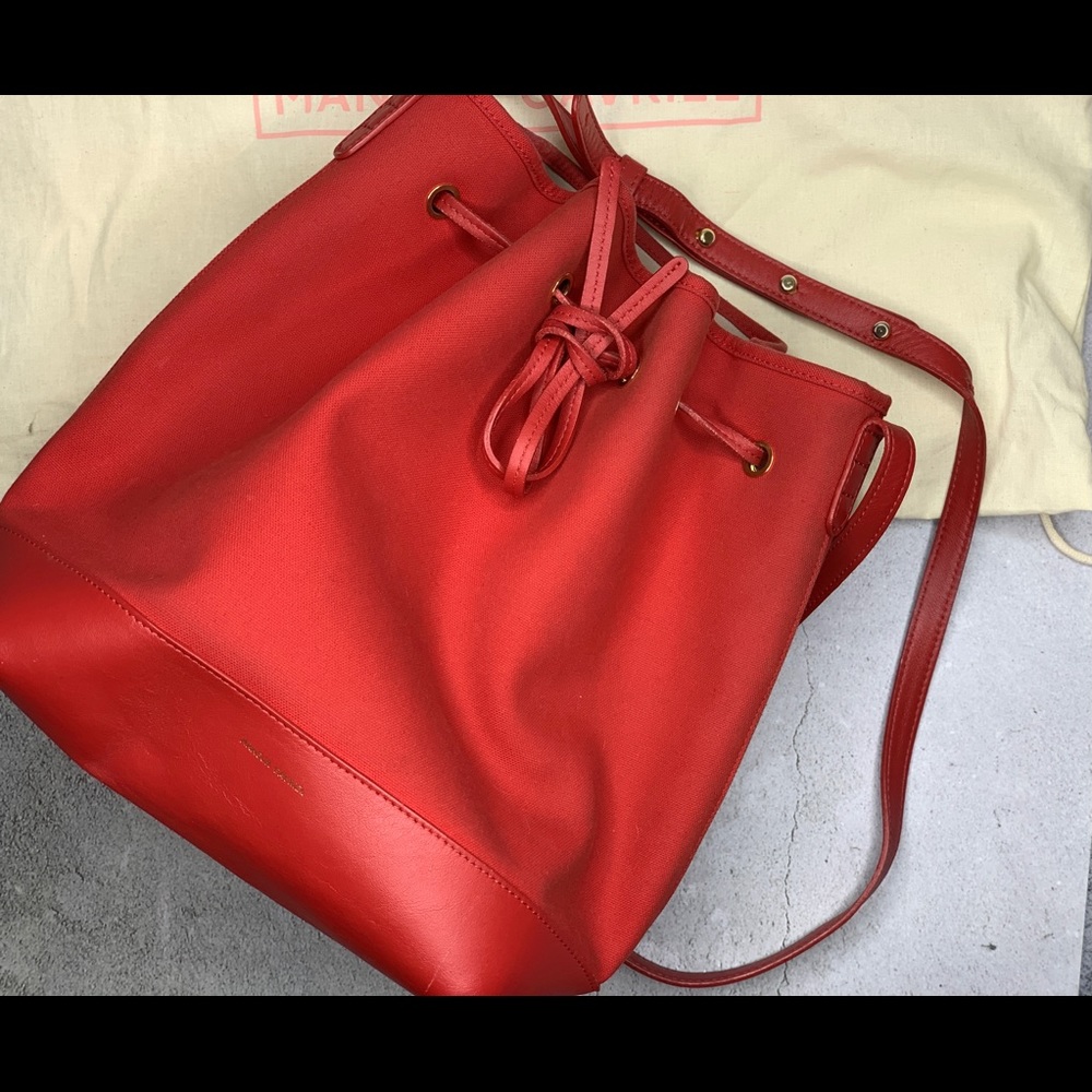 Mansur Gavriel Canvas Bucket Bag with Leather Trim